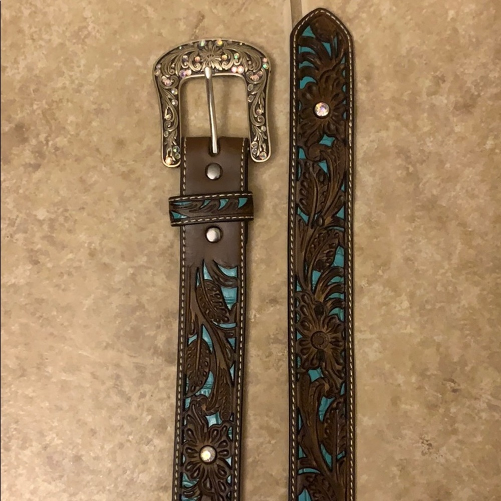 Ariat Belt Brown and Blue Western